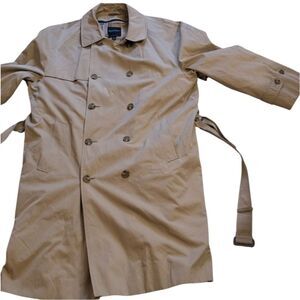 Brooks Brothers Trench Coat Classic Beige Plaid Wool Interior Size 42R
